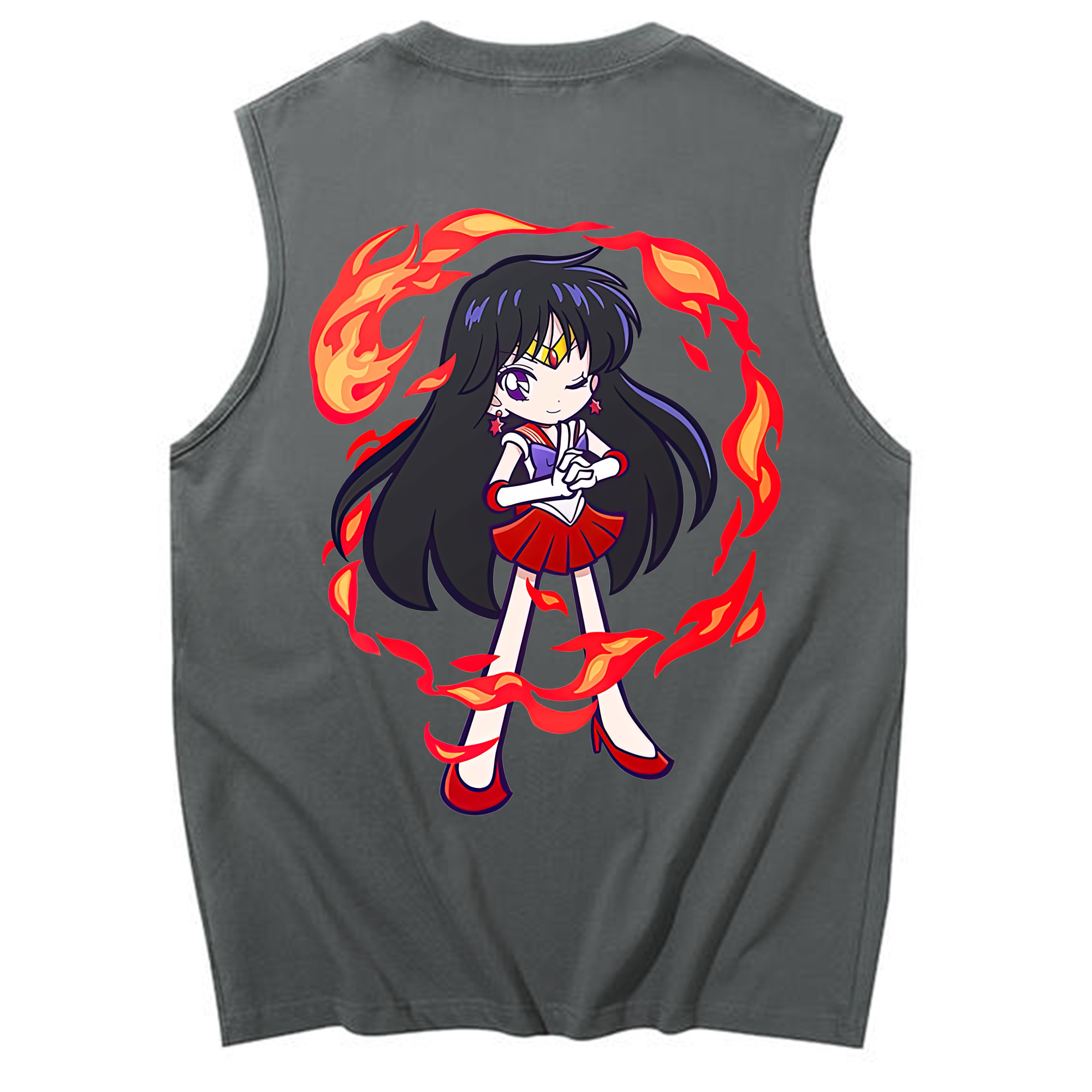 （画像用） 美少女戦士セーラームーン 火野レイ ひの レイ Sailor Moon Hino Rei （セーラーマーズ,Sailor Mars） コットン100％タンクトップ（背面プリント）